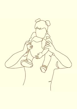 Father and Boy Lineal Art
