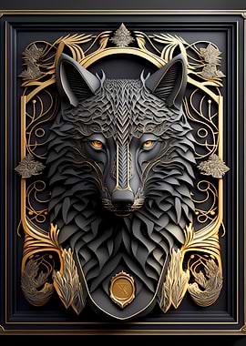 King Black Wolf Art Deco