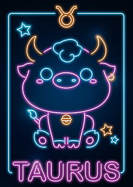 Retro Kawaii Taurus Sign
