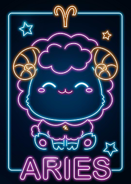 Retro Kawaii Aries Sign