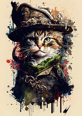 Painting of a Cat Pirate