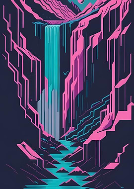 Geometric Rocky Waterfall