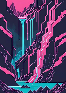 Geometric Rocky Waterfall