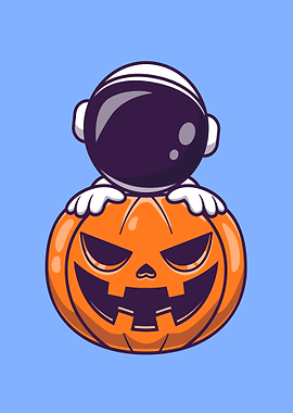 Astronaut with pumpkin