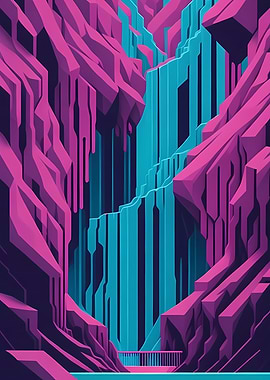Geometric Rocky Waterfall