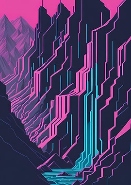 Geometric Rocky Waterfall