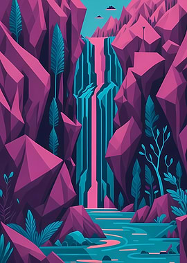 Geometric Rocky Waterfall