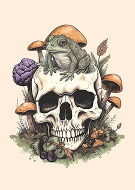 Frog on a Skull