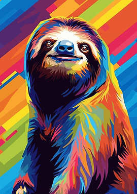 Sloth Pop Art Animal WPAP
