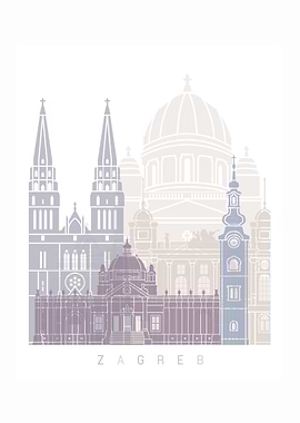 Zagreb skyline poster
