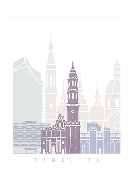 Zaragoza skyline poster