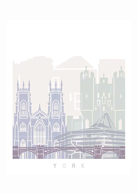 York skyline poster pastel