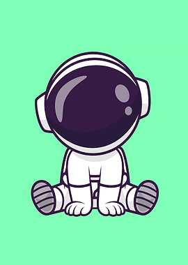 Astronaut sitting cartoon