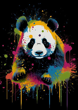 Colorful Panda With Drips