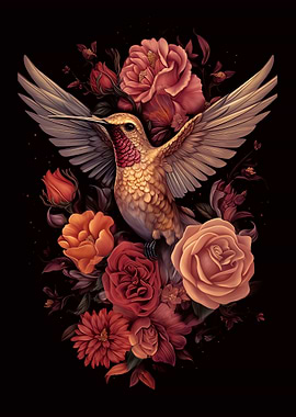 A humming bird on flower