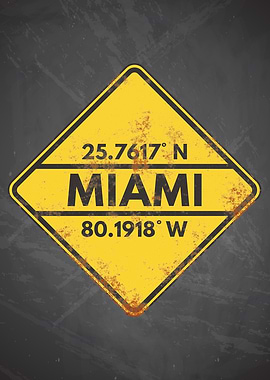 Vintage Miami Road Sign