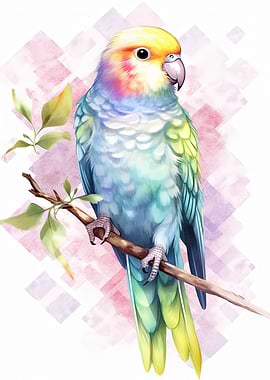 Parakeet Watercolor Bird