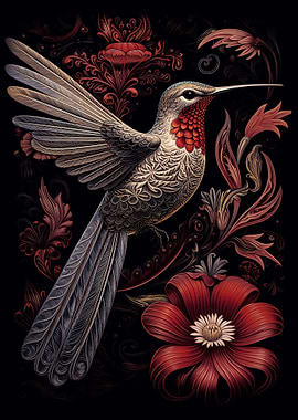 A humming bird on flower