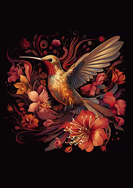 A humming bird on flower