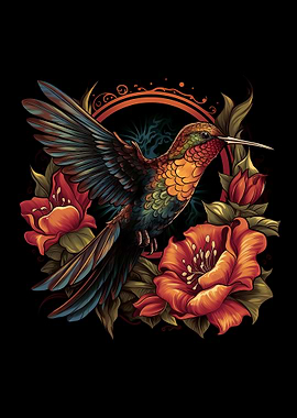 A humming bird on flower