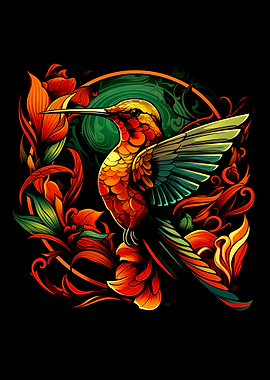 A humming bird on flower