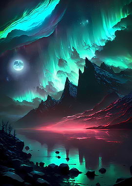 Aurora Moon Night
