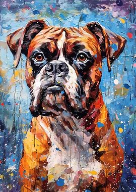 Palette Boxer dog painting