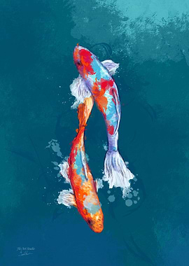 Two Colorful Koi Fish