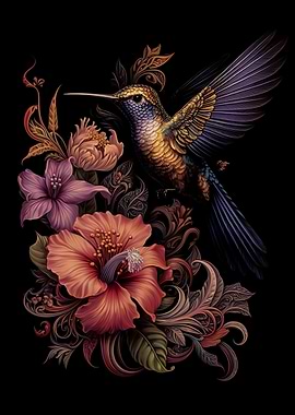 A humming bird on flower