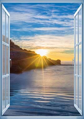 Window view sea sunset