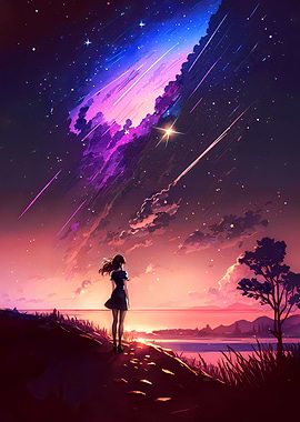 Anime Girl Shooting Stars