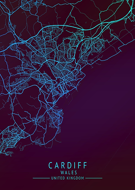 Cardiff Wales UK City Map