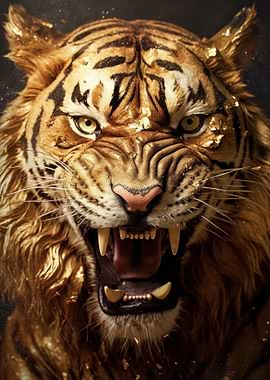 powerful gold tiger