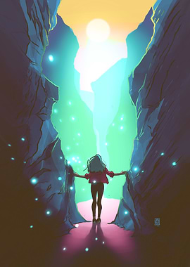 Girl in colorful canyon