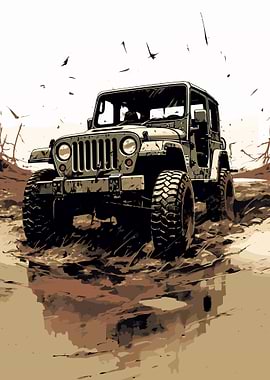 Off road car on path