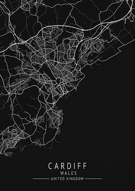 Cardiff Wales UK City Map