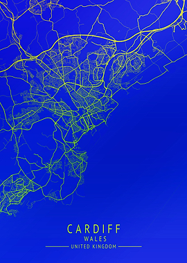 Cardiff Wales UK City Map