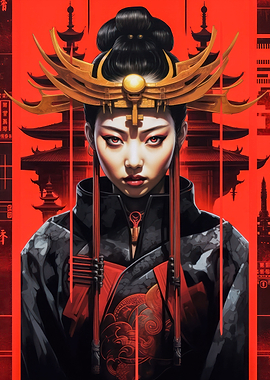 Geisha Girl with Red Eyes