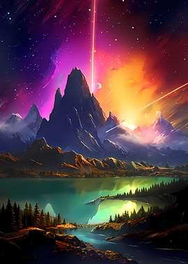 Cosmic Mountain Lake