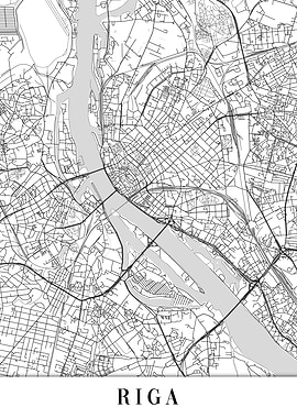 Riga White Map