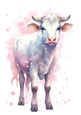 Watercolor Baby Cow Calf