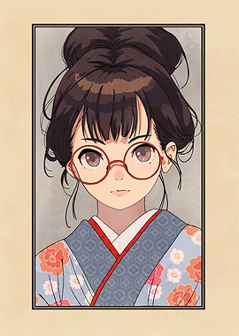 Cute anime girl glasses