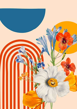 Vintage Floral Mid Century