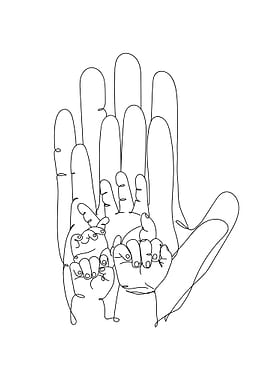 Family Hands four Babies