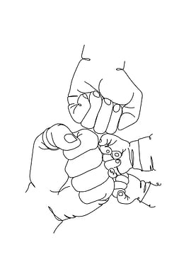 Family Fist Bump Line Art