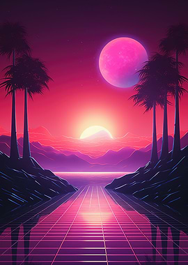 Retro neon sunset