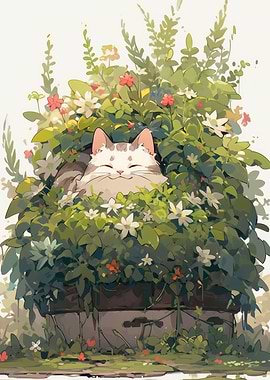 Floral Cat Dreamer