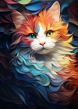 Cat Impressionist Abstract