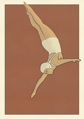 diver red maritime poster