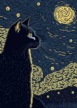 Starry Night Cat